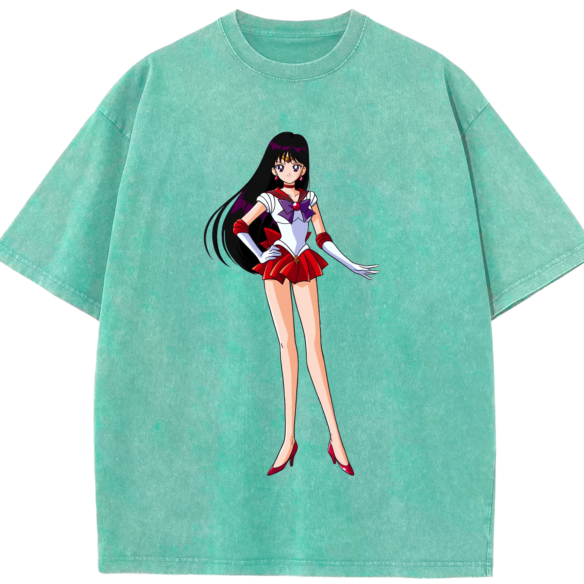 （画像用） 美少女戦士セーラームーン 火野レイ ひの レイ Sailor Moon Hino Rei （セーラーマーズ,Sailor Mars） 綿100% ヴィンテージ風 半袖Tシャツ（フロントプリント）